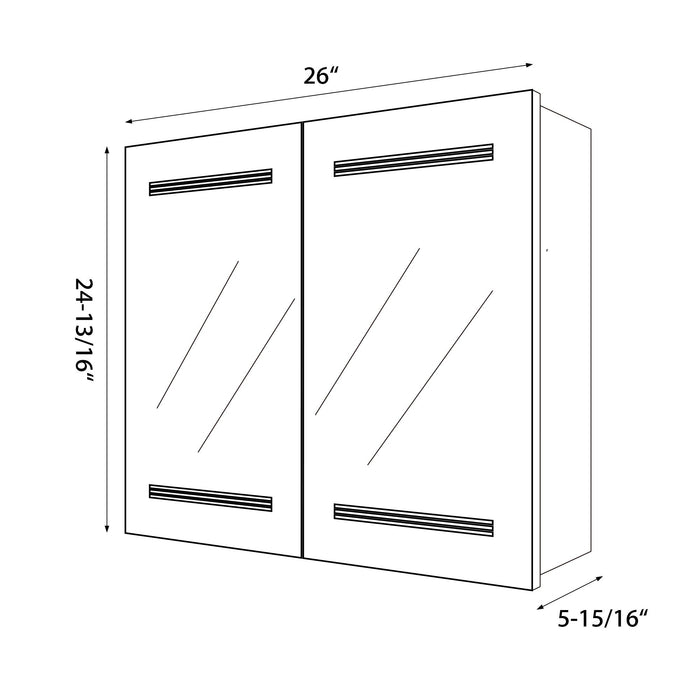 26" x 25" Frameless LED Lighted Bathroom Vanity Wall Mirror with Wooden Medicine Cabinet - HomeBeyond