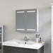 26" x 25" Frameless LED Lighted Bathroom Vanity Wall Mirror with Wooden Medicine Cabinet - HomeBeyond