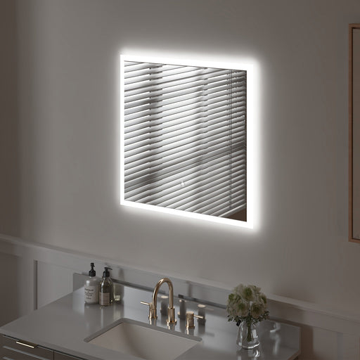28" x 28" Square Frameless LED Lighted Illuminated Bathroom Wall Mounted Vanity Mirror High Lumen 5500 K LED - HomeBeyond
