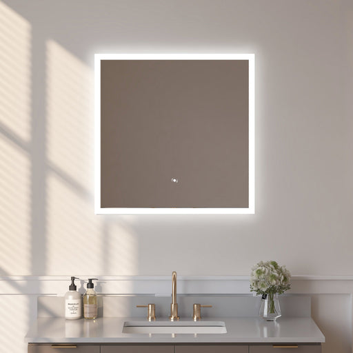 28" x 28" Square Frameless LED Lighted Illuminated Bathroom Wall Mounted Vanity Mirror High Lumen 5500 K LED - HomeBeyond