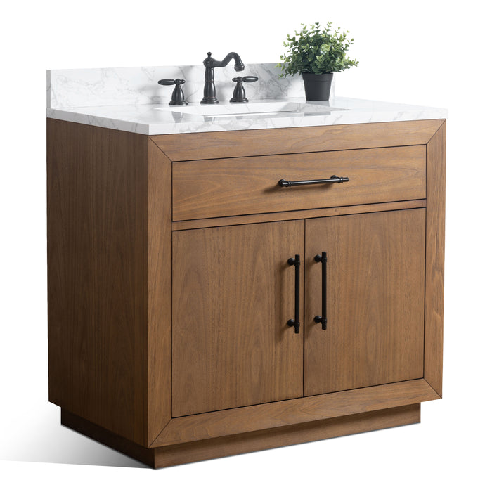 36" Single Sink Bathroom Vanity with Sink and Top, With Soft Closing Doors