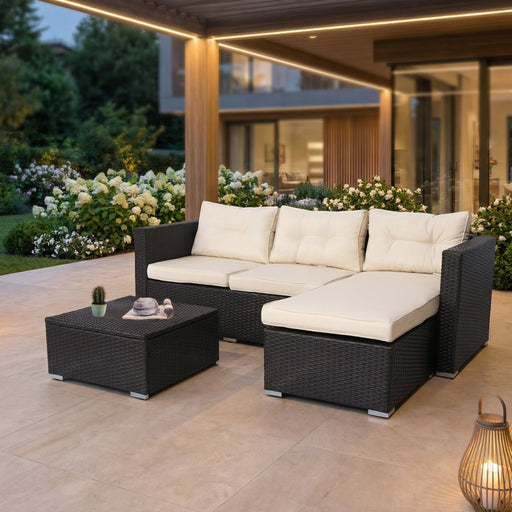 3 Piece Wicker Patio Sofa Set - HomeBeyond