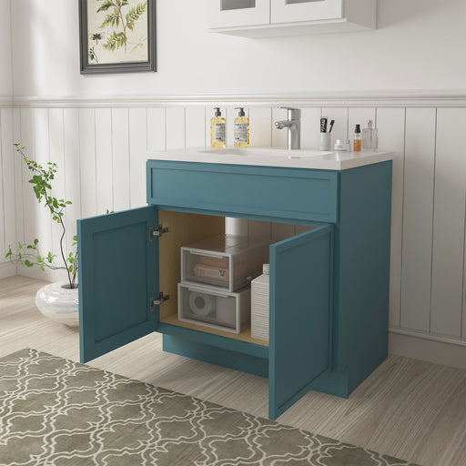 30" Birch Plywood Freestanding Single Base Storage Cabinet with Soft Close Door - HomeBeyond