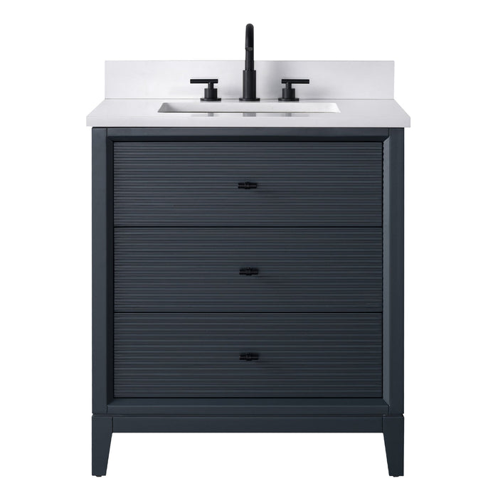 30" Single Sink Freestanding Bath Vanity Cabinet with White Engineered Marble Top - HomeBeyond