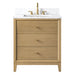 30" Single Sink Freestanding Bath Vanity Cabinet with White Engineered Marble Top - HomeBeyond