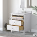 30" Single Sink Freestanding Bath Vanity Cabinet with White Engineered Marble Top - HomeBeyond