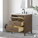 30" Single Sink Freestanding Bath Vanity Cabinet with White Engineered Marble Top - HomeBeyond