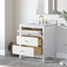 30" Single Sink Freestanding Bath Vanity Cabinet with White Engineered Marble Top - HomeBeyond