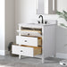 30" Single Sink Freestanding Bath Vanity Cabinet with White Engineered Marble Top - HomeBeyond