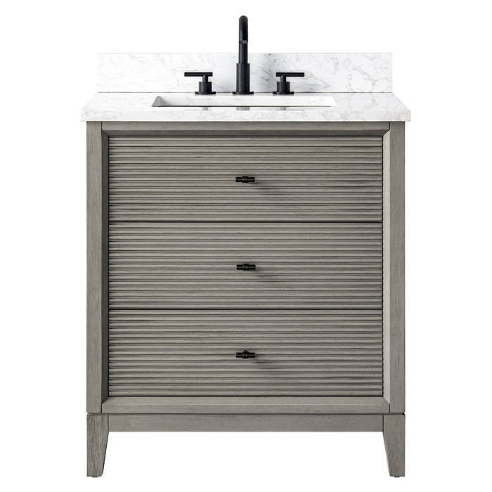30" Single Sink Freestanding Bath Vanity Cabinet with White Engineered Marble Top - HomeBeyond
