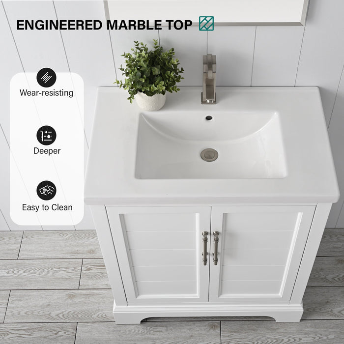 30" Single Sink Modern Bathroom Vanity Set with Countertop & Undermount Sink – Small Storage Cabinet VA5030 - HomeBeyond