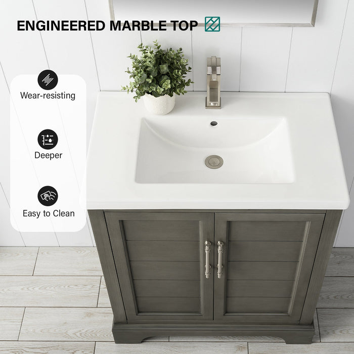 30" Single Sink Modern Bathroom Vanity Set with Countertop & Undermount Sink – Small Storage Cabinet VA5030 - HomeBeyond