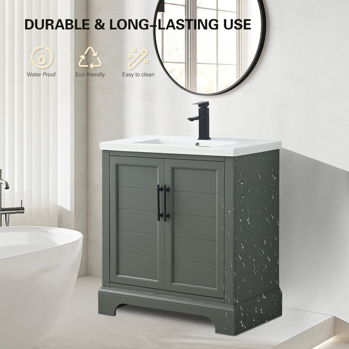 30" Single Sink Modern Bathroom Vanity Set with Countertop & Undermount Sink – Small Storage Cabinet VA5030 - HomeBeyond