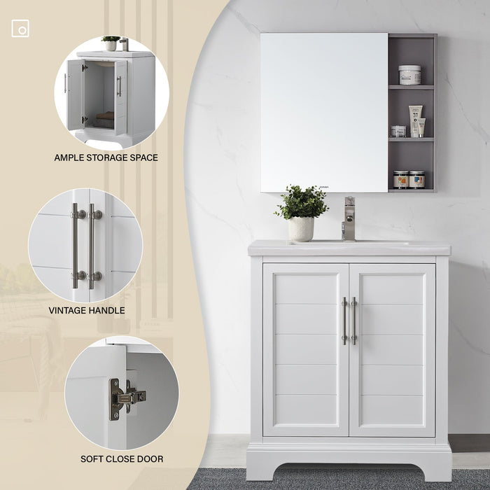 30" Single Sink Modern Bathroom Vanity Set with Countertop & Undermount Sink – Small Storage Cabinet VA5030 - HomeBeyond