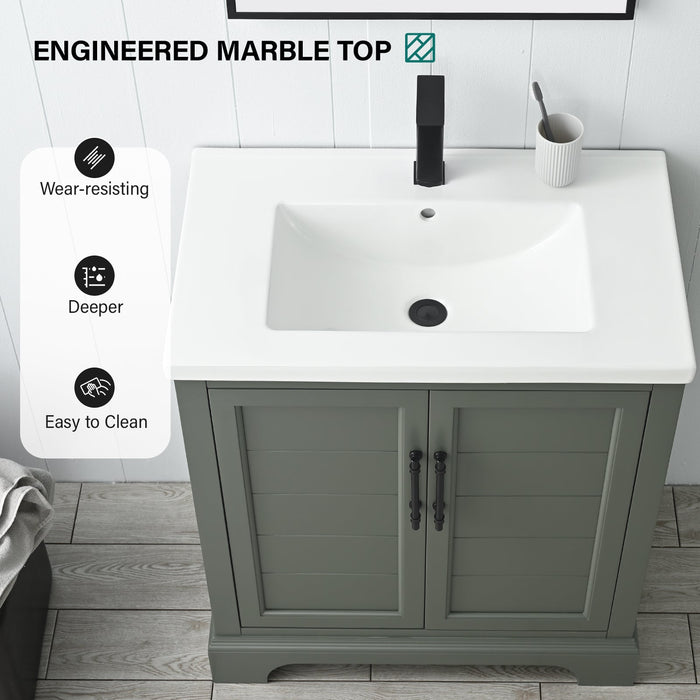 30" Single Sink Modern Bathroom Vanity Set with Countertop & Undermount Sink – Small Storage Cabinet VA5030 - HomeBeyond