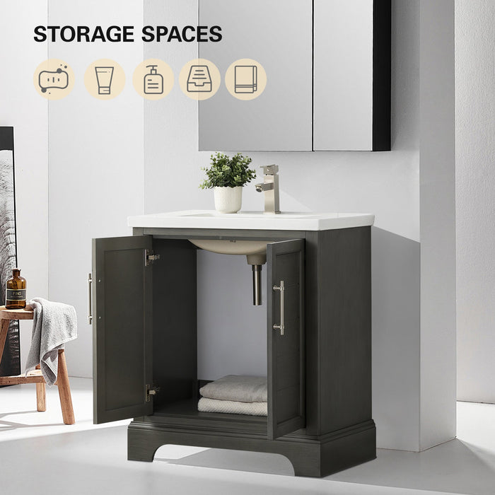 30" Single Sink Modern Bathroom Vanity Set with Countertop & Undermount Sink – Small Storage Cabinet VA5030 - HomeBeyond
