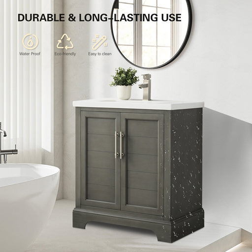 30" Single Sink Modern Bathroom Vanity Set with Countertop & Undermount Sink – Small Storage Cabinet VA5030 - HomeBeyond