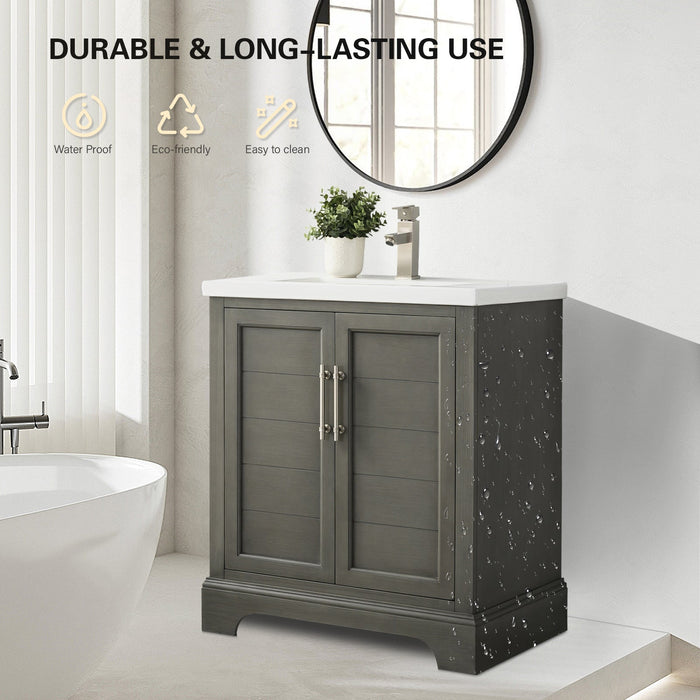 30" Single Sink Modern Bathroom Vanity Set with Countertop & Undermount Sink – Small Storage Cabinet VA5030 - HomeBeyond