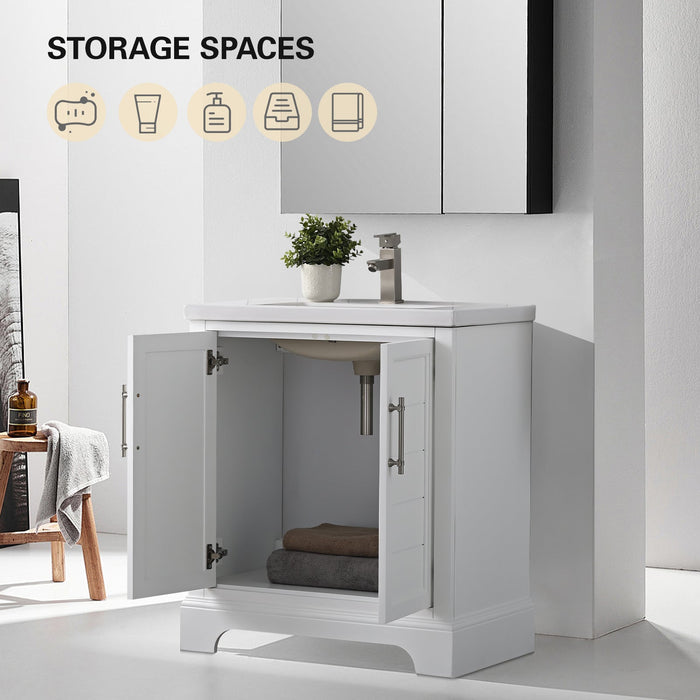 30" Single Sink Modern Bathroom Vanity Set with Countertop & Undermount Sink – Small Storage Cabinet VA5030 - HomeBeyond