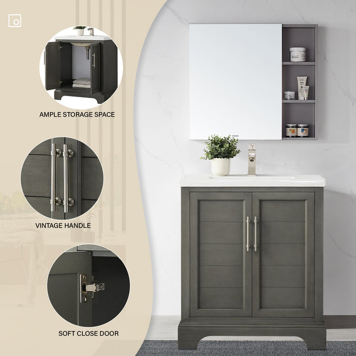 30" Single Sink Modern Bathroom Vanity Set with Countertop & Undermount Sink – Small Storage Cabinet VA5030 - HomeBeyond