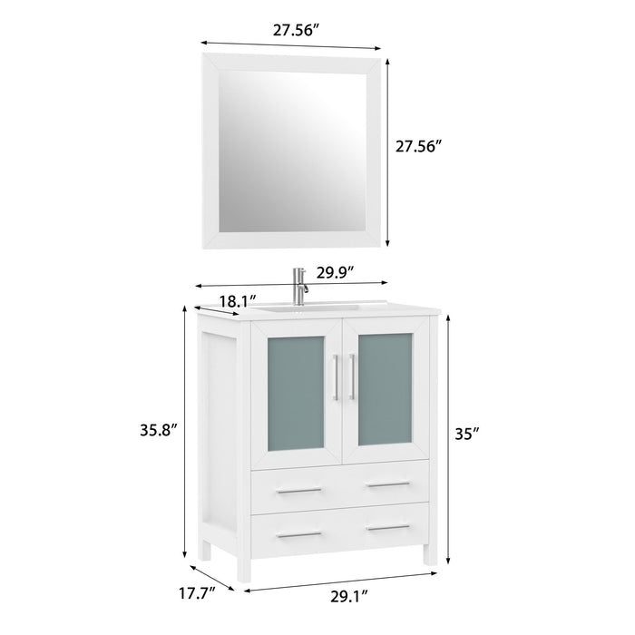 30" Single Sink Modern Bathroom Vanity Set with Free Mirror VA3030 - HomeBeyond