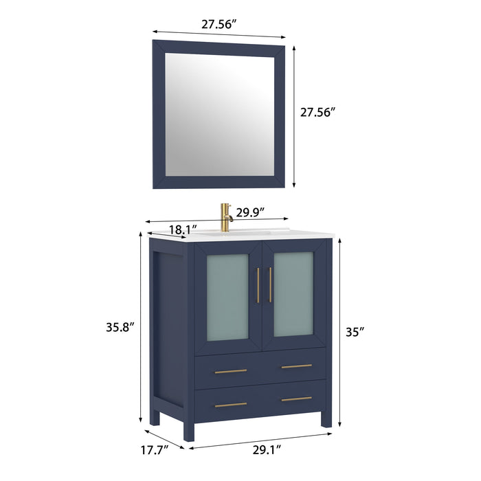 30" Single Sink Modern Bathroom Vanity Set with Free Mirror VA3030 - HomeBeyond