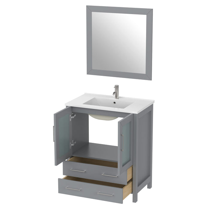 30" Single Sink Modern Bathroom Vanity Set with Free Mirror VA3030 - HomeBeyond