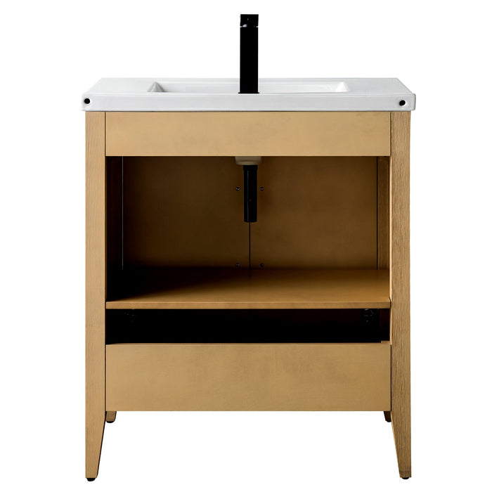 30" Single Sink Modern Freestanding Bathroom Vanity Set with Arabescato White Engineered Marble Top – Storage Cabinet with Soft-Closing Doors VA9030 - HomeBeyond