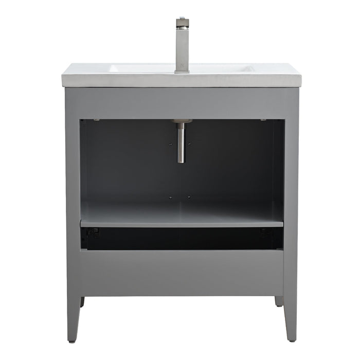 30" Single Sink Modern Freestanding Bathroom Vanity Set with Arabescato White Engineered Marble Top – Storage Cabinet with Soft-Closing Doors VA9030 - HomeBeyond