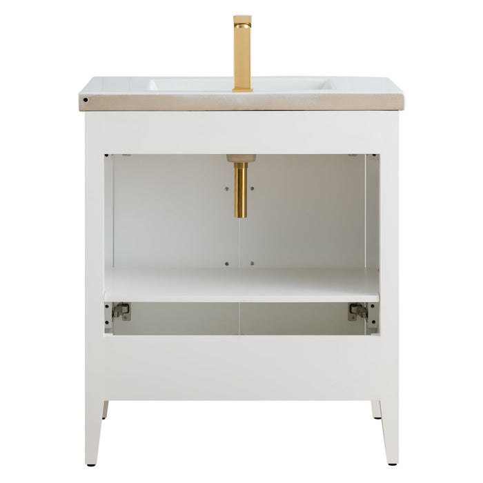 30" Single Sink Modern Freestanding Bathroom Vanity Set with Arabescato White Engineered Marble Top – Storage Cabinet with Soft-Closing Doors VA9030 - HomeBeyond