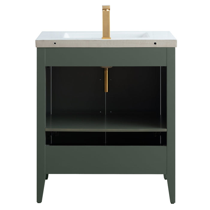 30" Single Sink Modern Freestanding Bathroom Vanity Set with Arabescato White Engineered Marble Top – Storage Cabinet with Soft-Closing Doors VA9030 - HomeBeyond