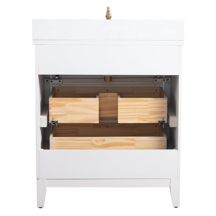 30" Single Sink Modern Freestanding Solid Wood Bathroom Vanity Set with Ariston White Engineered Marble Top – Storage Cabinet with Soft-Closing Drawers VA8030 - HomeBeyond