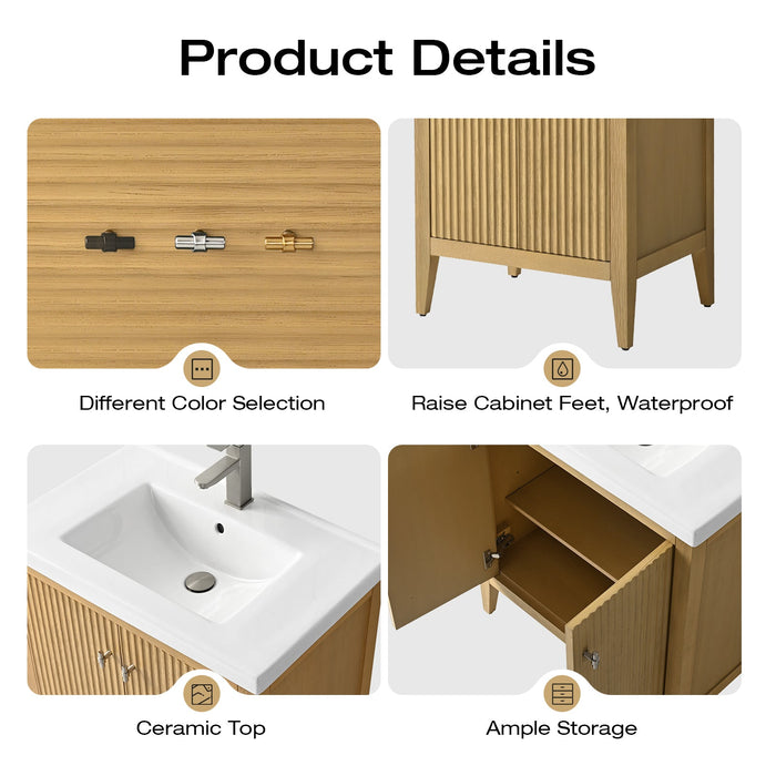 30" Single Sink Modern Freestanding Solid Wood Bathroom Vanity Set with Engineered Marble Top – Storage Cabinet with Soft-Closing Doors VA9130 - HomeBeyond