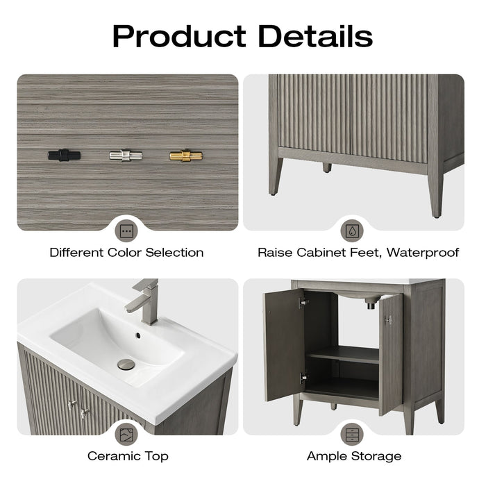 30" Single Sink Modern Freestanding Solid Wood Bathroom Vanity Set with Engineered Marble Top – Storage Cabinet with Soft-Closing Doors VA9130 - HomeBeyond
