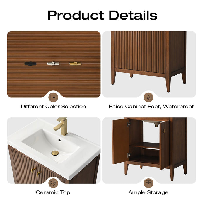 30" Single Sink Modern Freestanding Solid Wood Bathroom Vanity Set with Engineered Marble Top – Storage Cabinet with Soft-Closing Doors VA9130 - HomeBeyond