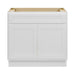 HomeBeyond 33-inch bathroom vanity cabinet in white finish with two doors and top drawer, open top compartment