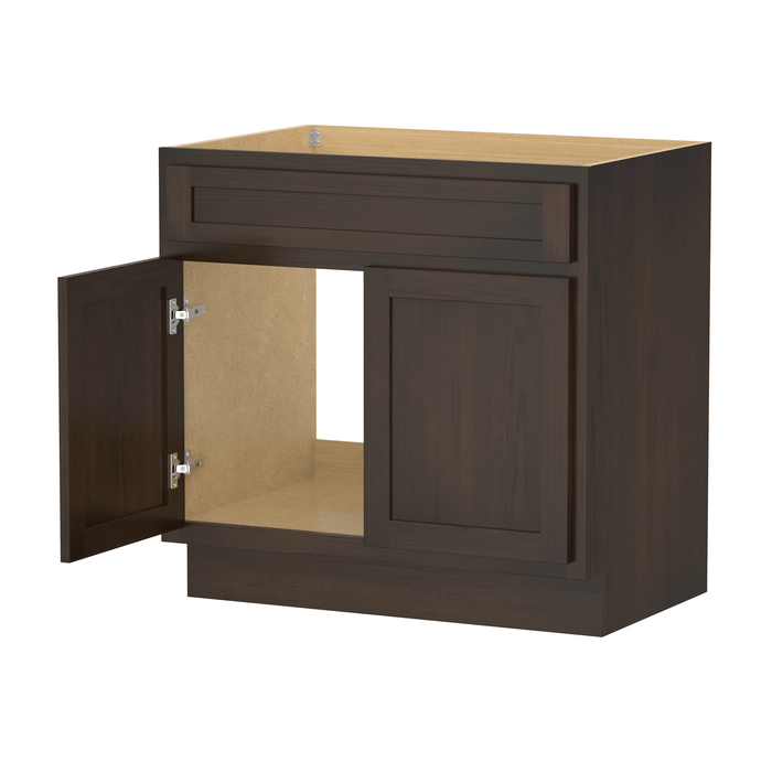 33" Modern Freestanding Oak Plywood Bathroom Vanity Base Only – Shaker Style Storage Cabinet with 2 Doors VA4033 - HomeBeyond