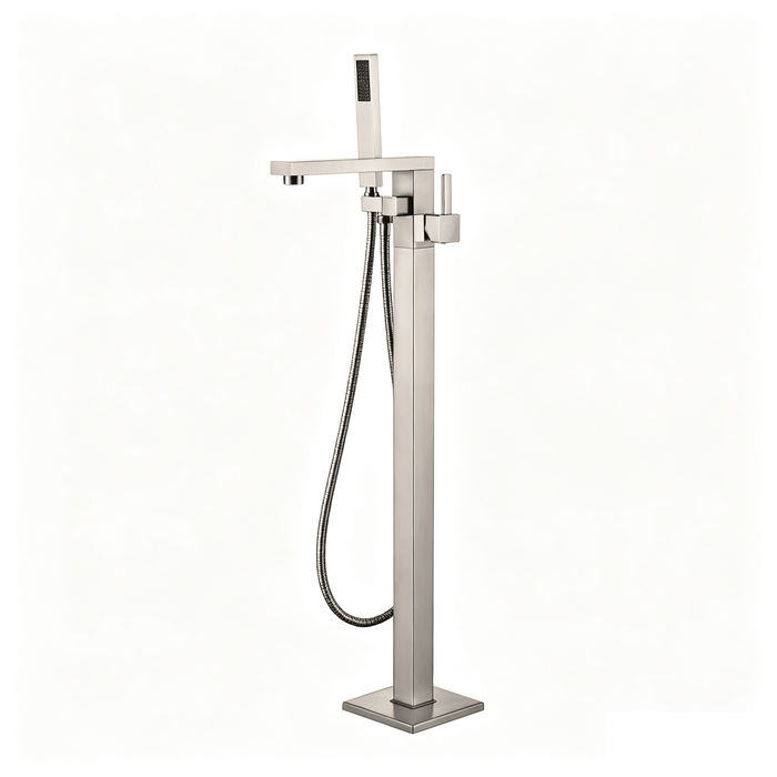 34" Modern Solid Brass Freestanding Bathtub Faucet Single Handle Tub Filler with Handheld Shower VA2011 - HomeBeyond