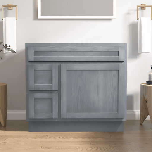 36" Bathroom Vanity Cabinet, Solid Wood Single Shutter Doors 2 - Extension Drawers Bathroom Sink Cabinet - HomeBeyond