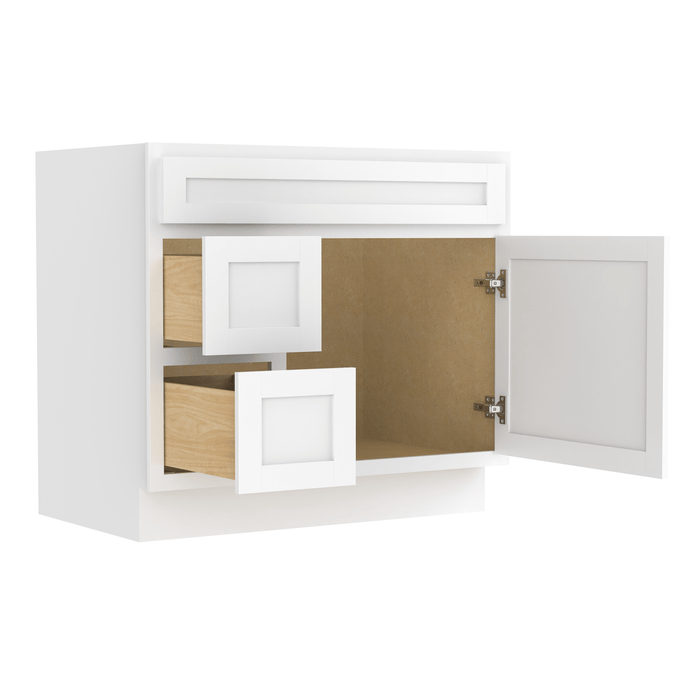 36" Bathroom Vanity Cabinet, Solid Wood Single Shutter Doors 2 - Extension Drawers Bathroom Sink Cabinet - HomeBeyond
