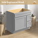 36" Bathroom Vanity Cabinet with Two Drawers, Solid Wood Single Shutter Door and 2 Extension Drawers Bathroom Floor Cabinet - HomeBeyond