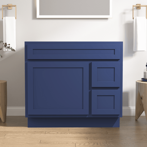 36" Bathroom Vanity Cabinet with Two Drawers, Solid Wood Single Shutter Door and 2 Extension Drawers Bathroom Floor Cabinet - HomeBeyond