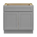 HomeBeyond 36-inch bathroom vanity base cabinet in light gray painted finish with two shaker doors and open top storage