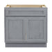HomeBeyond 36-inch bathroom vanity cabinet in distressed gray finish with two shaker-style doors and open top compartment