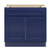 HomeBeyond 36-inch bathroom vanity sink base cabinet in navy blue finish with two shaker doors and open top compartment