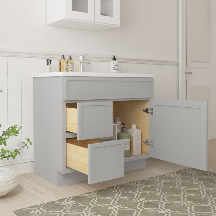 36" Birch Plywood Freestanding Single Base Storage Cabinet, With Soft Close Door - HomeBeyond