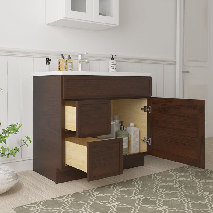 36" Birch Plywood Freestanding Single Base Storage Cabinet, With Soft Close Door - HomeBeyond