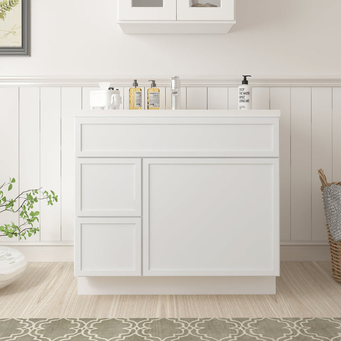 36" Birch Plywood Freestanding Single Base Storage Cabinet, With Soft Close Door - HomeBeyond