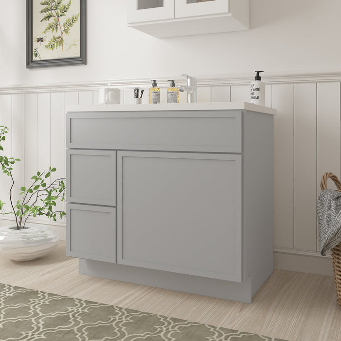36" Birch Plywood Freestanding Single Base Storage Cabinet, With Soft Close Door - HomeBeyond