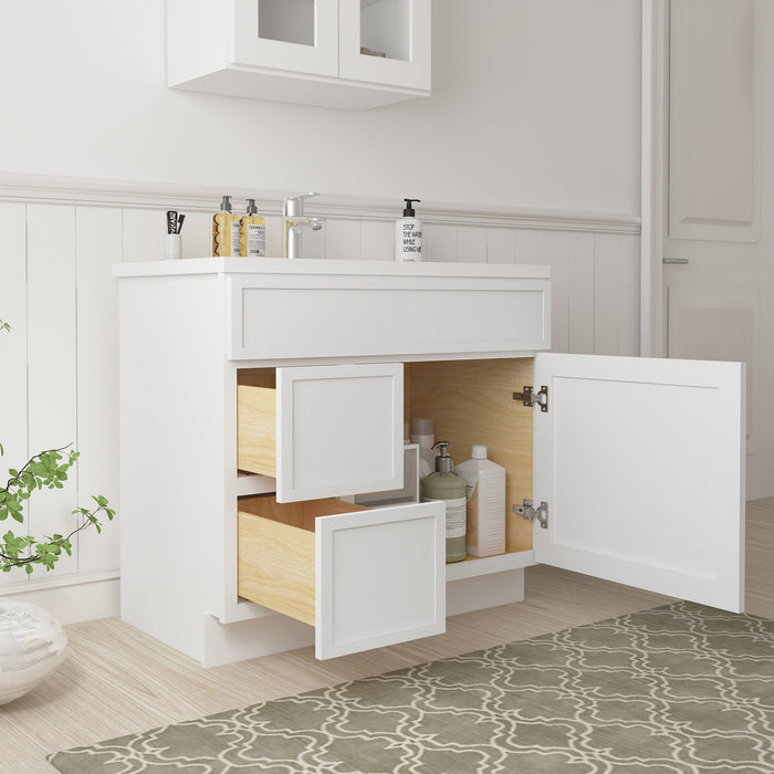 36" Birch Plywood Freestanding Single Base Storage Cabinet, With Soft Close Door - HomeBeyond